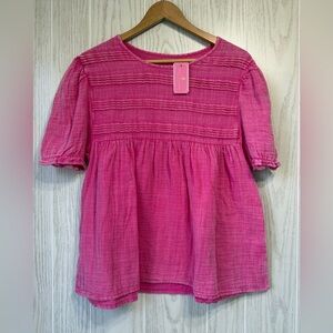 Simply Southern Gauze Hot Pink Top Size Small NWT